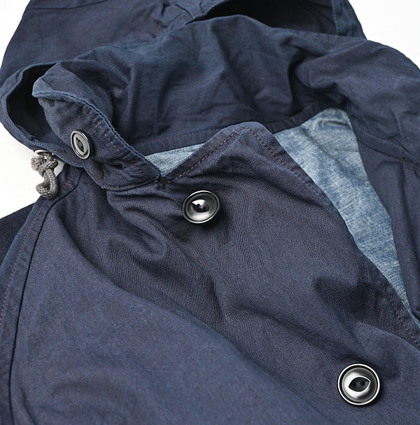 Indigo Thin High Density Gaba 908 Mods Soutien Collar Coat Detail