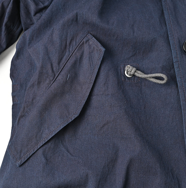 Indigo Thin High Density Gaba 908 Mods Soutien Collar Coat Detail