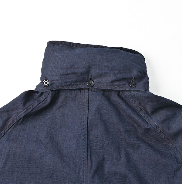 Indigo Thin High Density Gaba 908 Mods Soutien Collar Coat Detail