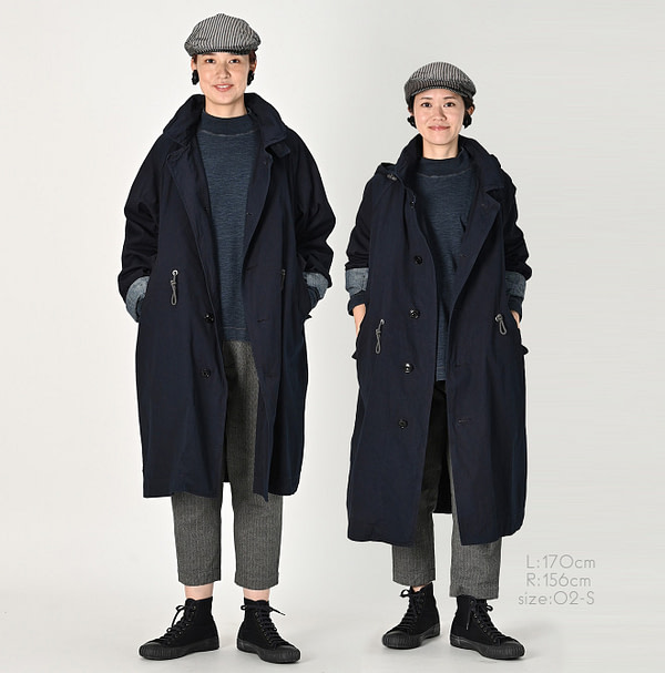 Indigo Thin High Density Gaba 908 Mods Soutien Collar Coat Female Models