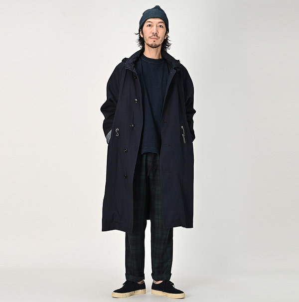 Indigo Thin High Density Gaba 908 Mods Soutien Collar Coat Male Model