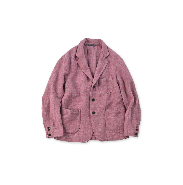 Cotton Linen Tweed Tyrol Jacket Pink Herringbone