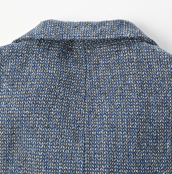 Indigo Cotton Linen Tweed Tyrol Jacket Detail