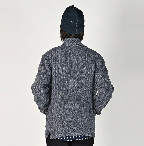 Indigo Cotton Linen Tweed Tyrol Jacket Male Model