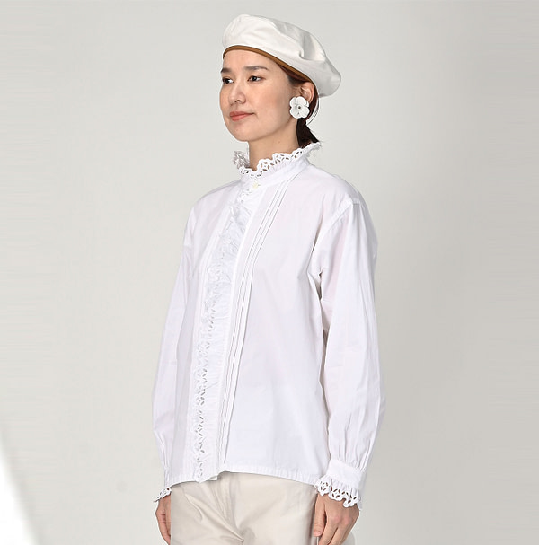 Miko Cutwork Frill Blouse Female Model