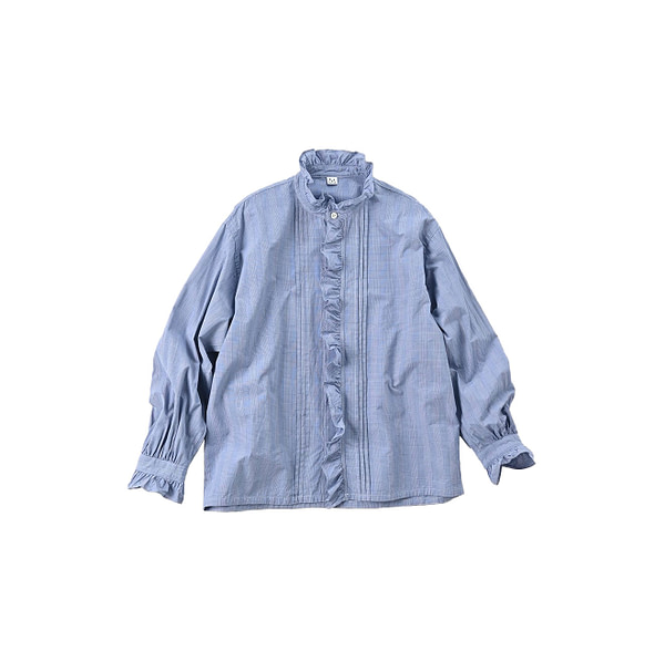 Miko Frill Blouse Blue Glen Check