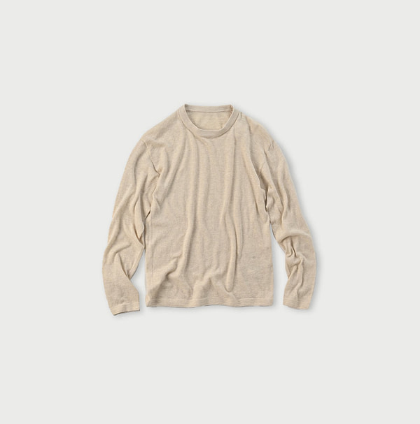 Whole Super Gauze 908 Crew Beige Top