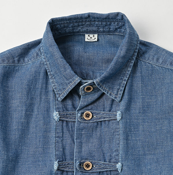 Indigo Dungaree Denim 908 8 Knot Shirt Detail