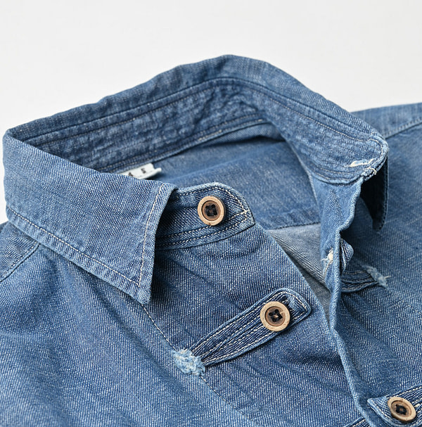 Indigo Dungaree Denim 908 8 Knot Shirt Detail