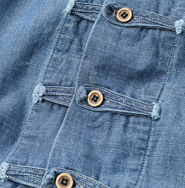 Indigo Dungaree Denim 908 8 Knot Shirt Detail