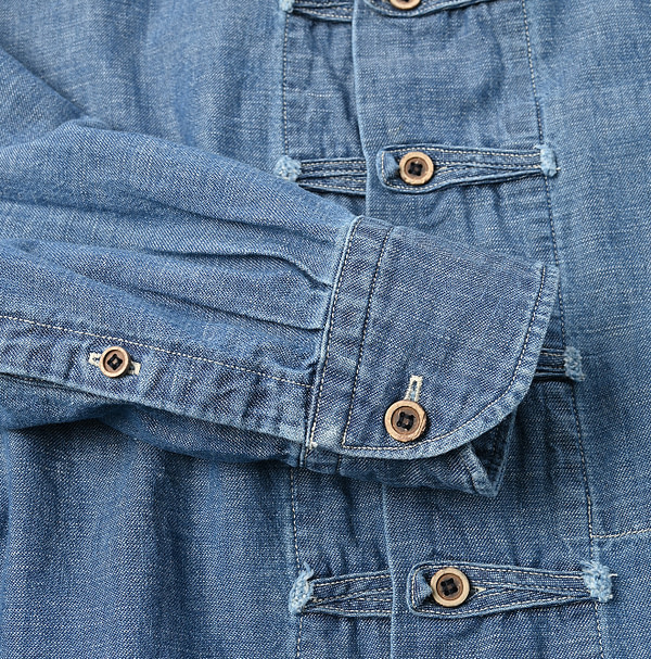 Indigo Dungaree Denim 908 8 Knot Shirt Detail