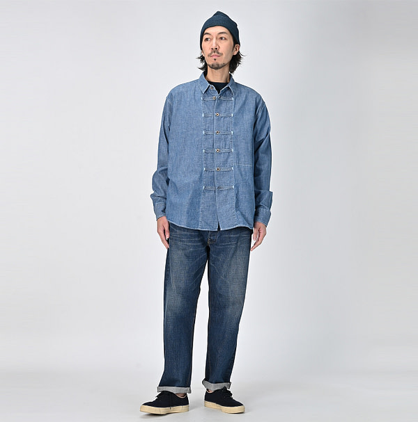 Indigo Dungaree Denim 908 8 Knot Shirt Male Model