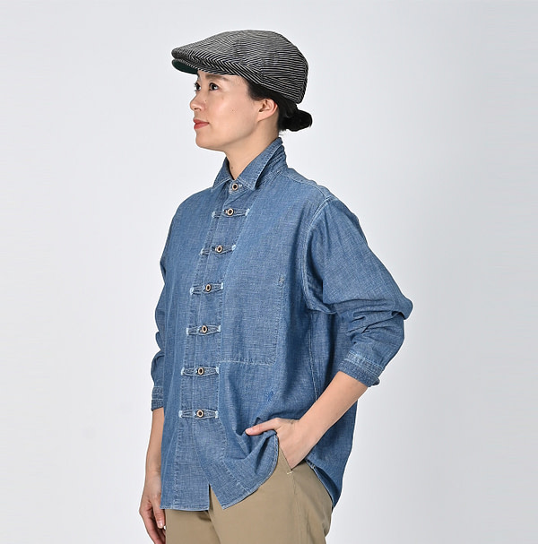 Indigo Dungaree Denim 908 8 Knot Shirt Female Model