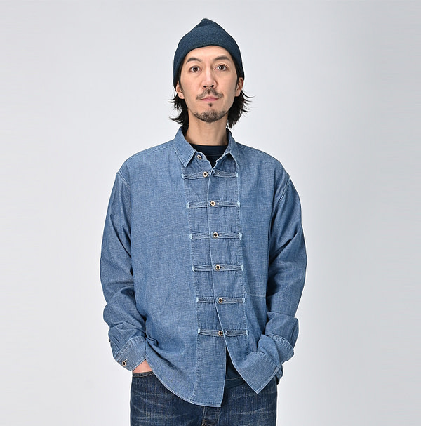 Indigo Dungaree Denim 908 8 Knot Shirt Male Model