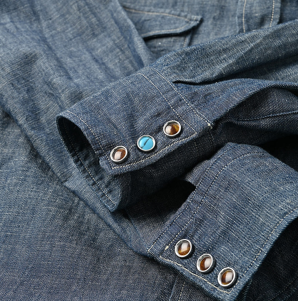 Indigo Dungaree Denim 908 Eastern Shirt Detail