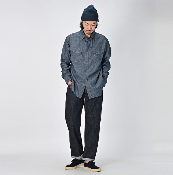 Indigo Dungaree Denim 908 Eastern Shirt Male Model