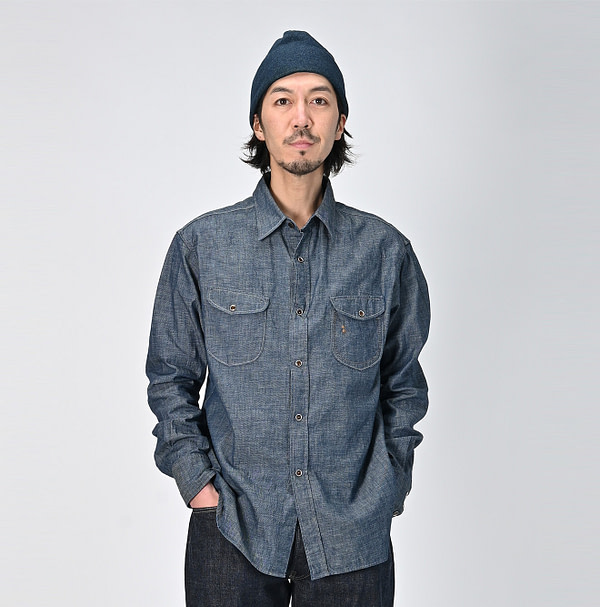 Indigo Dungaree Denim 908 Eastern Shirt Male Model