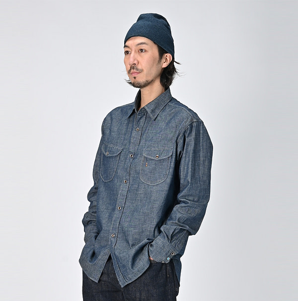 Indigo Dungaree Denim 908 Eastern Shirt Male Model