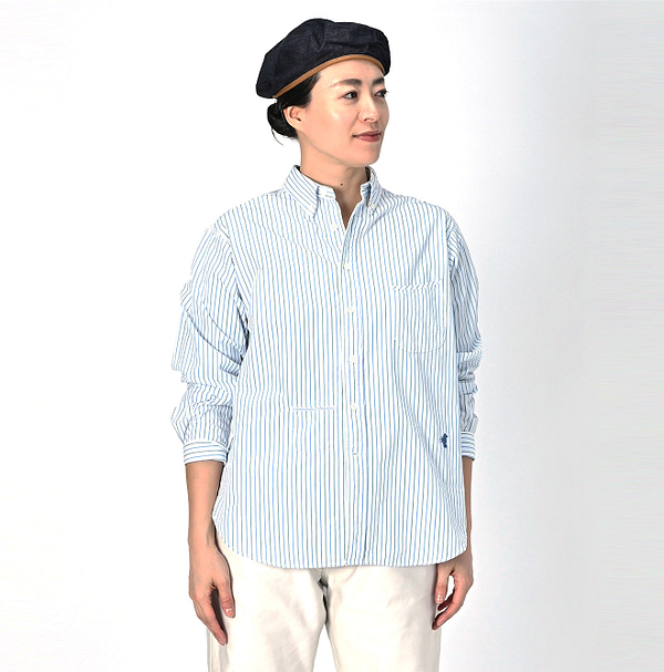 No.180 Miko 908 Ocean Button Down Shirt Female Model