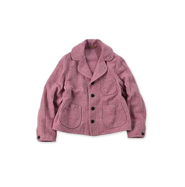 Cotton Linen Tweed Annie Tyrol Jacket Pink Herringbone