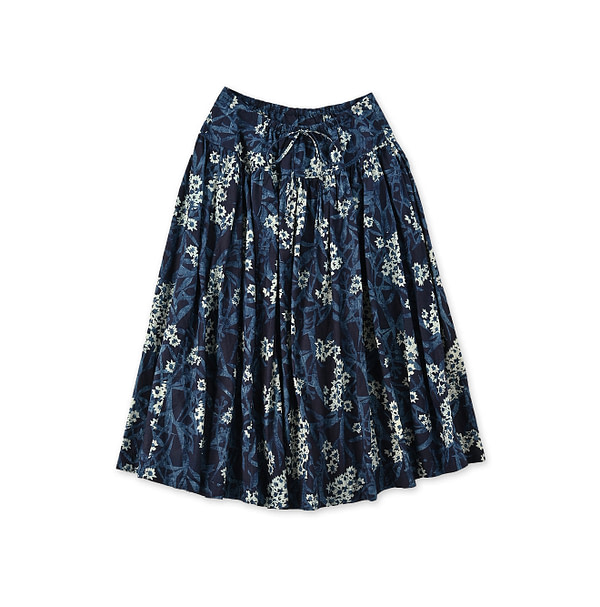 Indigo Aster Print Easy Skirt Indigo