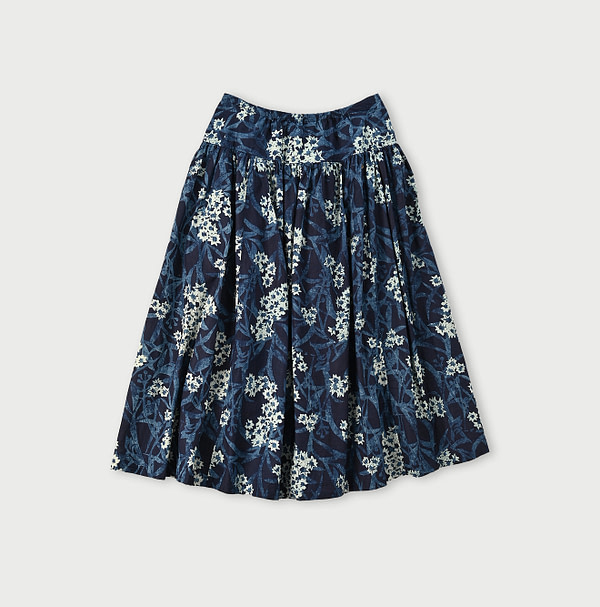 Indigo Aster Print Easy Skirt Back