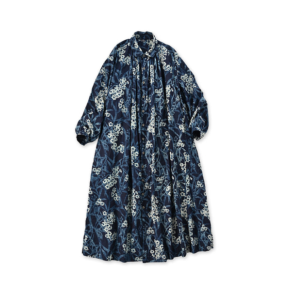 Indigo Aster Print Kushukushu Dress Indigo