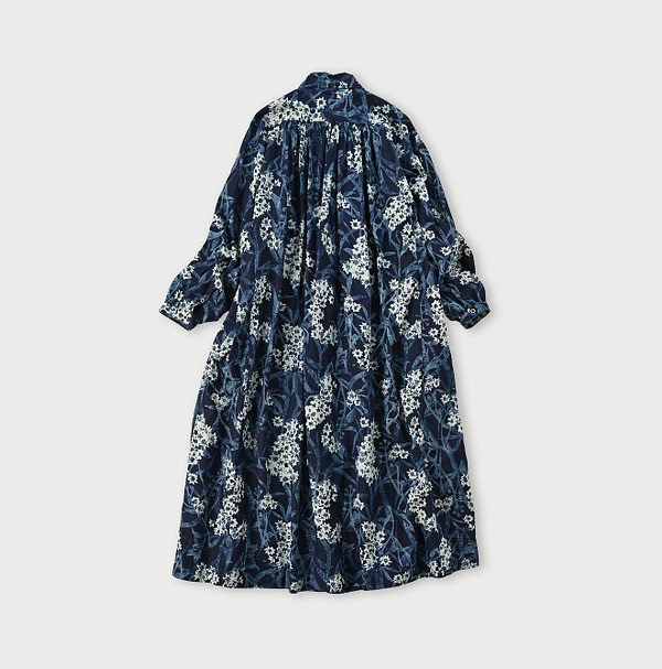 Indigo Aster Print Kushukushu Dress Back