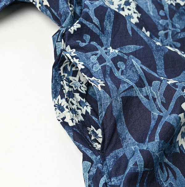 Indigo Aster Print Kushukushu Dress Detail