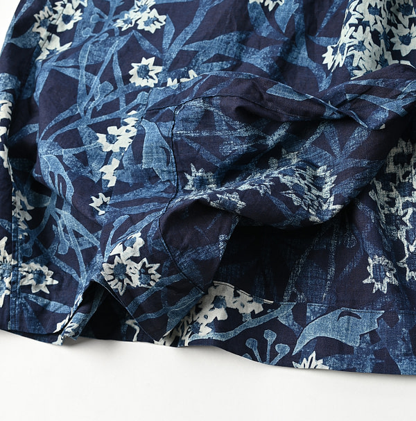 Indigo Aster Print Kushukushu Dress Detail