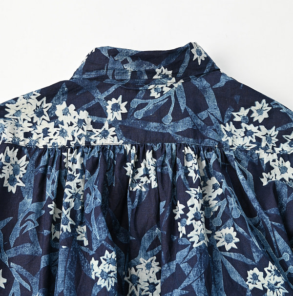 Indigo Aster Print Kushukushu Dress Detail