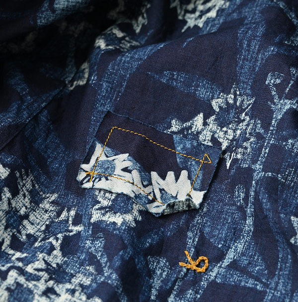 Indigo Aster Print Kushukushu Dress Detail