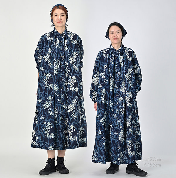 Indigo Aster Print Kushukushu Dress Female Models