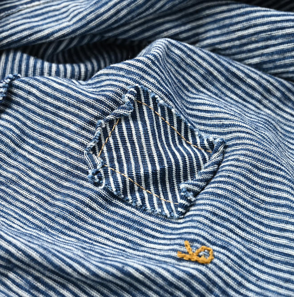 Indigo Border Tenjiku Square T-shirt Detail