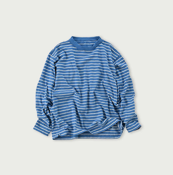 Border Tenjiku 908 Ocean T-shirt Hayama Blue Thick Border