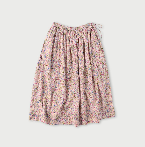 Ukiuki Flower Print Easy Gather Skirt Pink