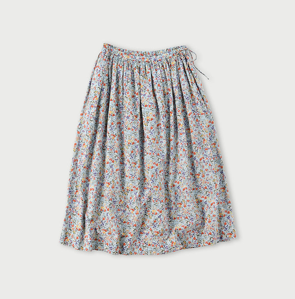 Ukiuki Flower Print Easy Gather Skirt Saxe