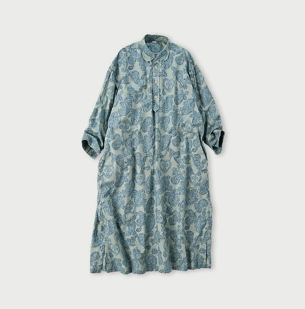 504 OX Paisley Print Shirt Dress Green Heart Paisley