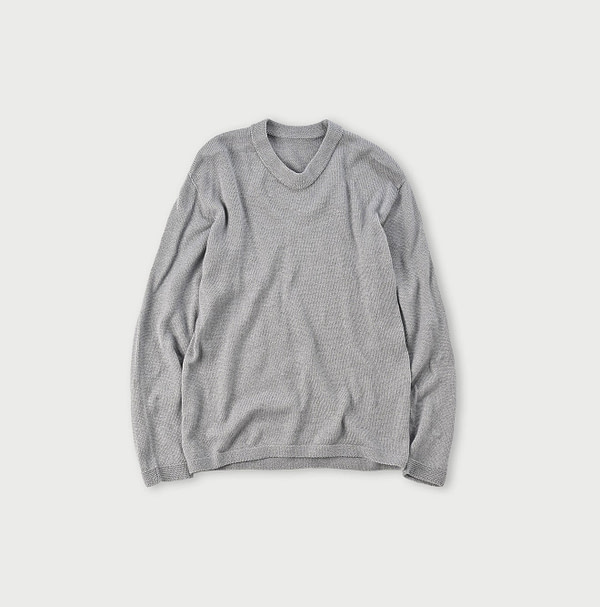 Gauze Low Gauge 908 Crew Neck Gray Top