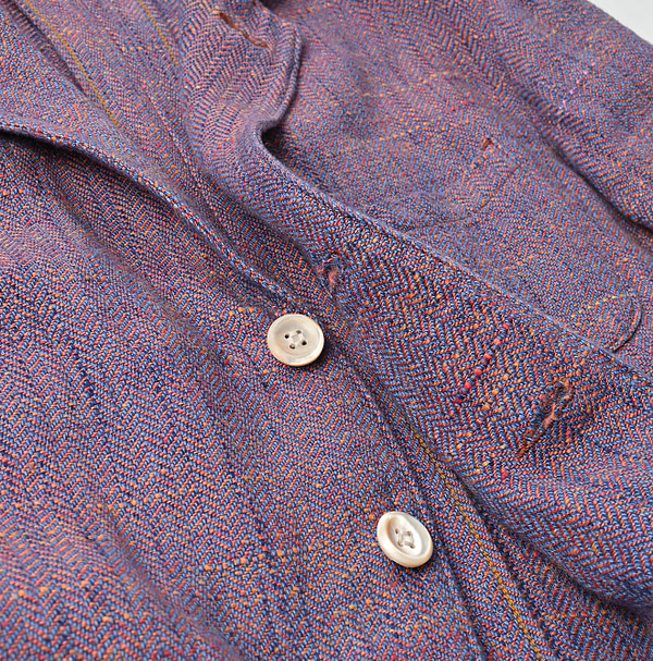 Cotton Linen Herringbone Tweed Miyuki Jacket Detail