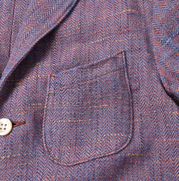 Cotton Linen Herringbone Tweed Miyuki Jacket Detail