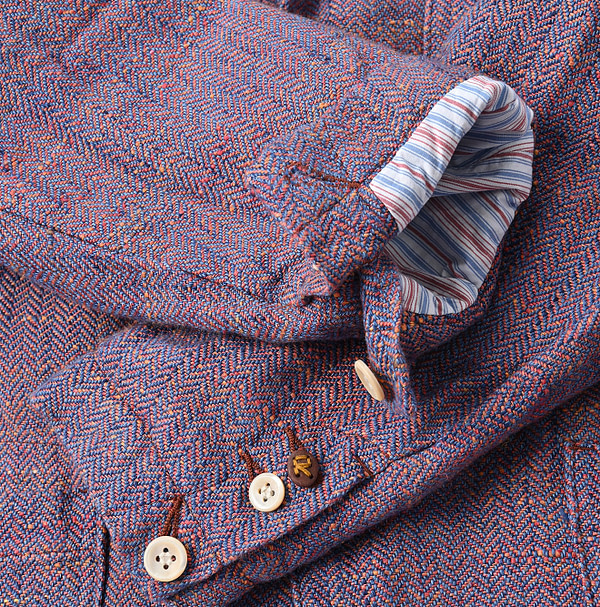 Cotton Linen Herringbone Tweed Miyuki Jacket Detail