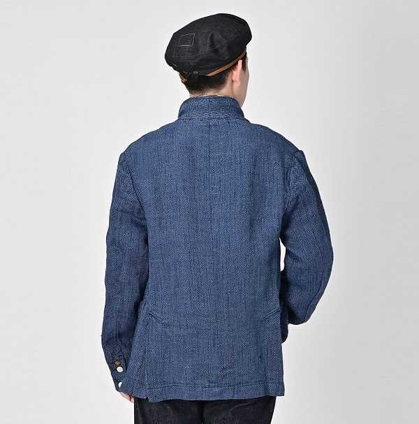 Cotton Linen Herringbone Tweed Miyuki Jacket Male Model