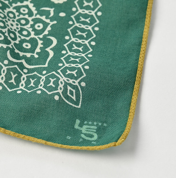 Cross Paisley Green Supima Aya Bandana Detail