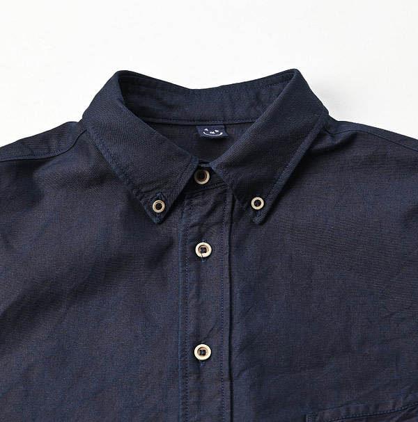 Indigo Supima OX 908 Ocean Button Down Shirt Detail