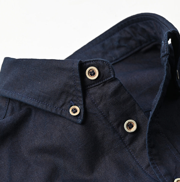 Indigo Supima OX 908 Ocean Button Down Shirt Detail