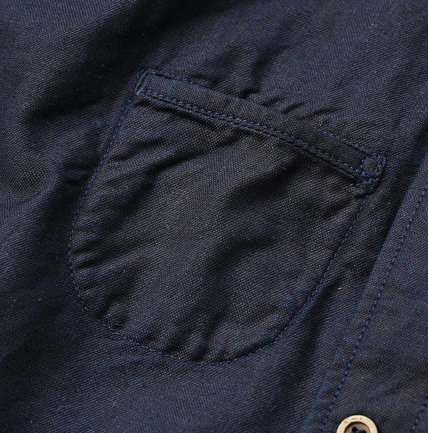 Indigo Supima OX 908 Ocean Button Down Shirt Detail