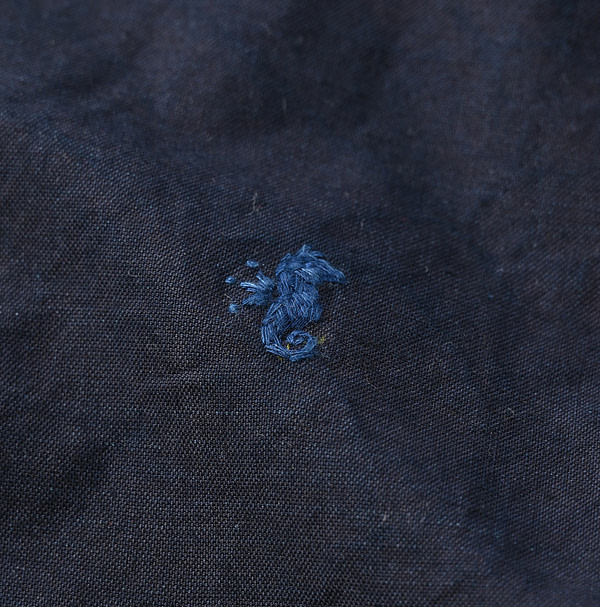 Indigo Supima OX 908 Ocean Button Down Shirt Detail