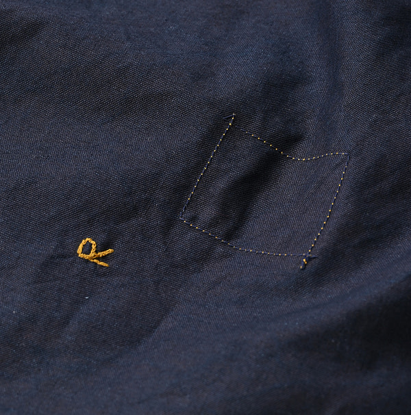 Indigo Supima OX 908 Ocean Button Down Shirt Detail