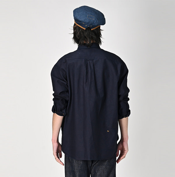 Indigo Supima OX 908 Ocean Button Down Shirt Male Model